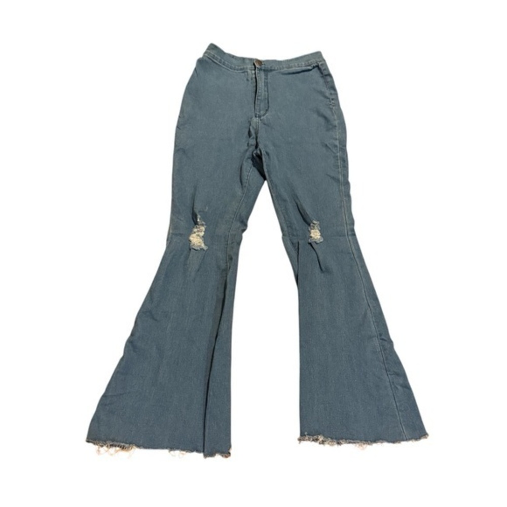 Daisy High-Waisted Distressed Flare Jeans – Size L